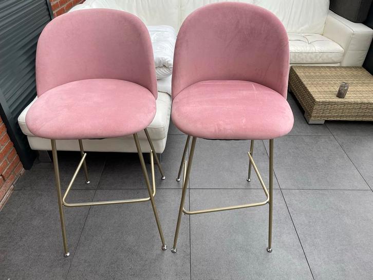 Roze Krukken Set van 2, Huis en Inrichting, Barkrukken, Zo goed als nieuw, 60 tot 90 cm, Metaal, 2 krukken, Ophalen