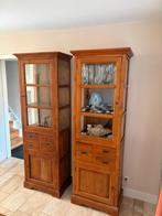 Teak houten vitrine kasten, Huis en Inrichting, Ophalen, Gebruikt, Met deur(en), Koloniaal