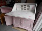 Roze-wit bureau met veel vakken / planken, massief hout, Ophalen, Zo goed als nieuw, Tafel(s)