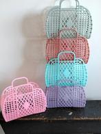 Vrolijke vintage stijl tas mandje retro, Verzenden, Nieuw