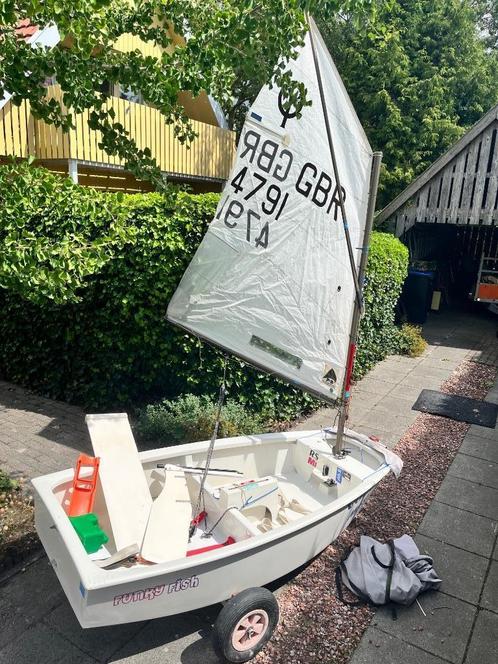 Eenpersoons jeugdzeilboot  - Optimist, Watersport en Boten, Open zeilboten, Gebruikt, Optimist, Minder dan 3 meter, Polyester