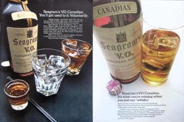5 vintage advertenties reclames Seagram whisky 1969-71 beschikbaar voor biedingen