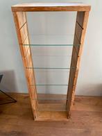 Houten wandrek met glazen planken voor bv cd’s, Ophalen, Gebruikt, Overige houtsoorten, Met plank(en)