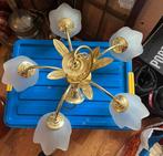 Vintage Plafondlamp jaren 50, Huis en Inrichting, Lampen | Hanglampen, Ophalen of Verzenden, Gebruikt, Glas, Minder dan 50 cm