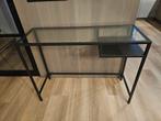 Zwarte metalen sidetable met glazen blad, Ophalen