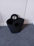 Donkergrijze vilten opbergmand met handvatten, Ophalen of Verzenden