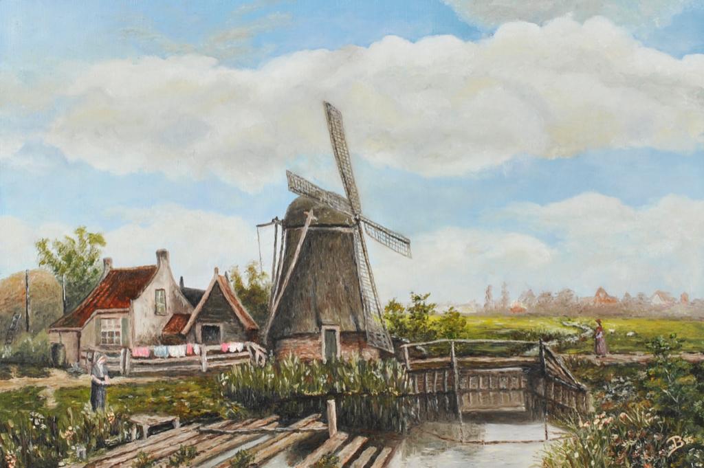Landschap schilderij molen - Koekoek - 45br x 30h, Ophalen of Verzenden