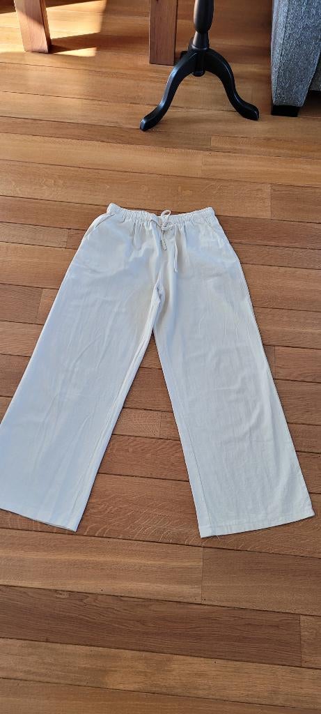 SHEIN creme palazzo wijde pijpen broek maat L zgan, Kleding | Dames, Broeken en Pantalons, Nieuw, Maat 42/44 (L), Beige, Lang