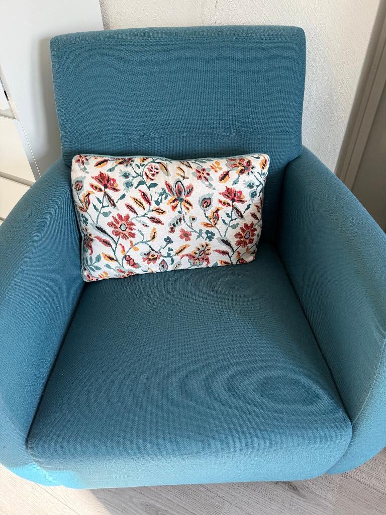 2 blauwe banken, Ophalen, Gebruikt, Eenpersoons, 75 tot 100 cm