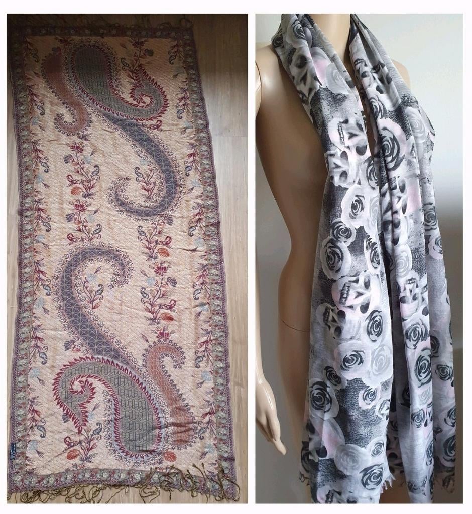 Set van 2 sjaals: Paisley en Rozenprint €5 per stuk, Maat 46/48 (XL) of groter, Ophalen of Verzenden, Sjaal, Onbekend