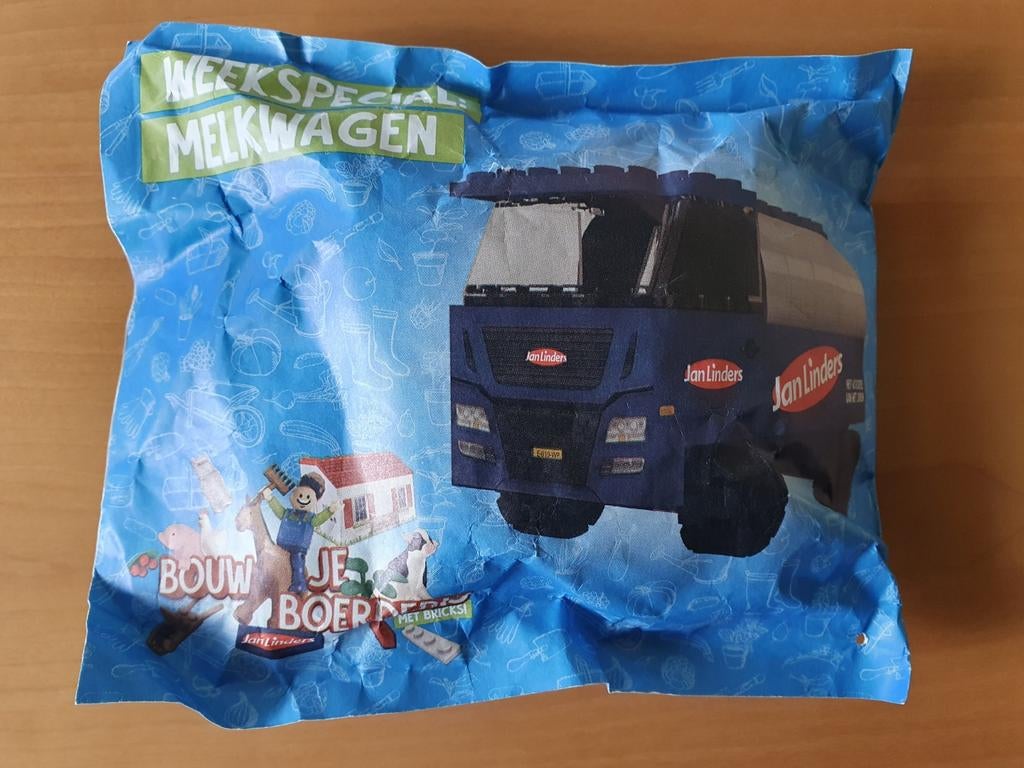 Jan Linders Bricks bouw je eigen boerderij melkwagen, Overige supermarkten, Ophalen of Verzenden