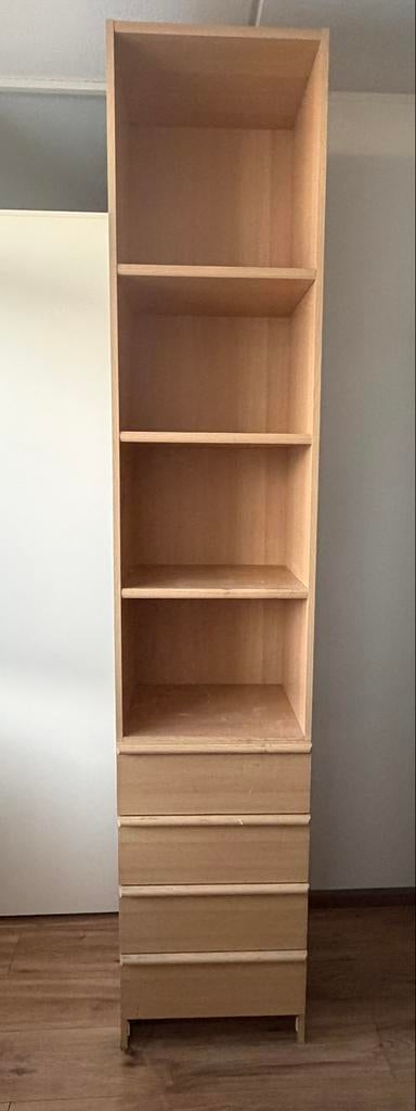 Hoge smalle kast met planken en lades - Gratis ophalen, Huis en Inrichting, Kasten | Boekenkasten, Ophalen, Minder dan 50 cm, Gebruikt