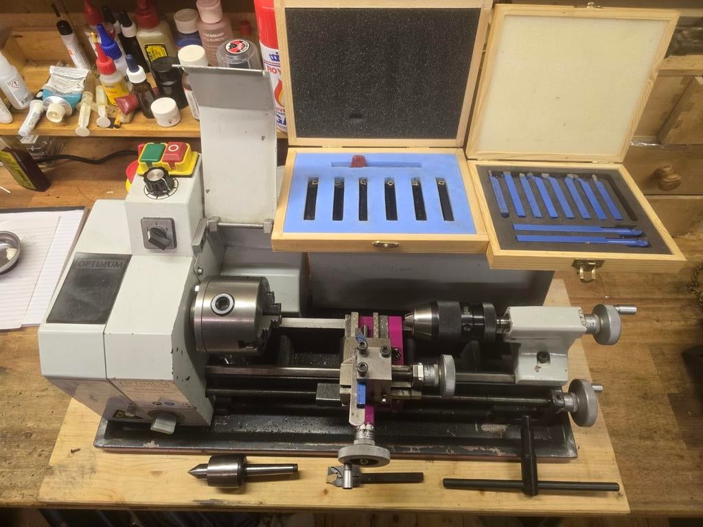 Optimum hobby draaibank Opti D140 x 250 Vario compleet, Ophalen, Gebruikt, Metaaldraaibank, Minder dan 500 mm