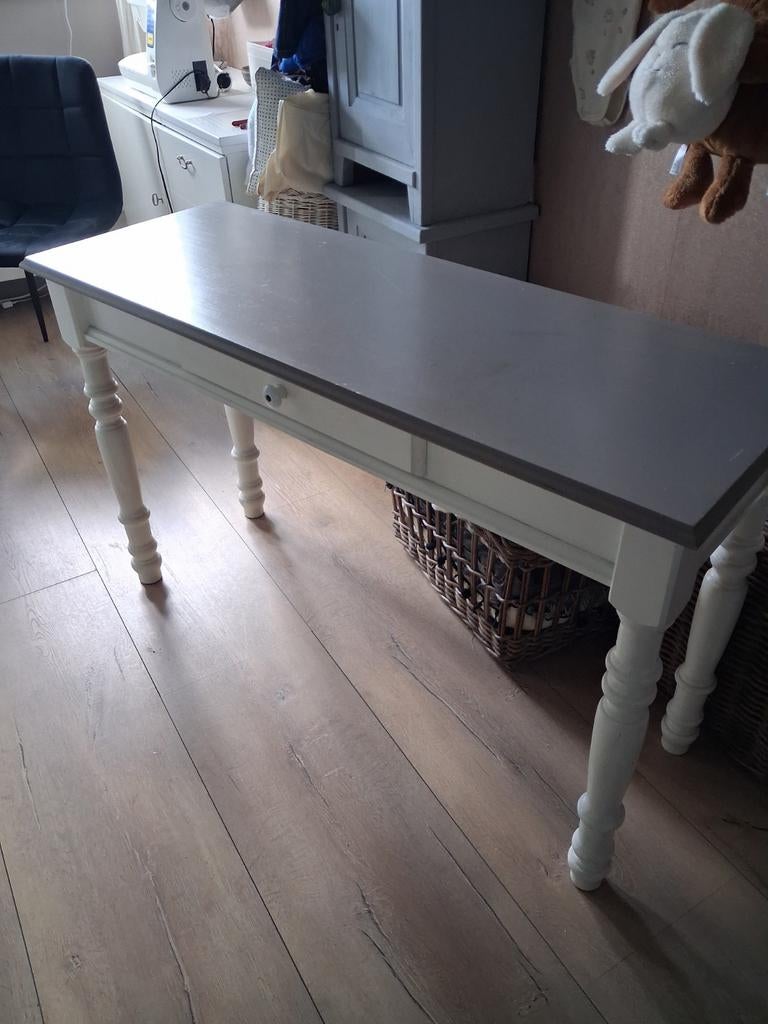 Sidetable wit bovenblad taupe, Ophalen, Gebruikt, 100 tot 150 cm, 25 tot 50 cm