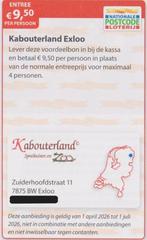 Kabouterland. Exloo. entree € 9,50 p.p. Postcodeloterij bon., Drie personen of meer, Kortingskaart