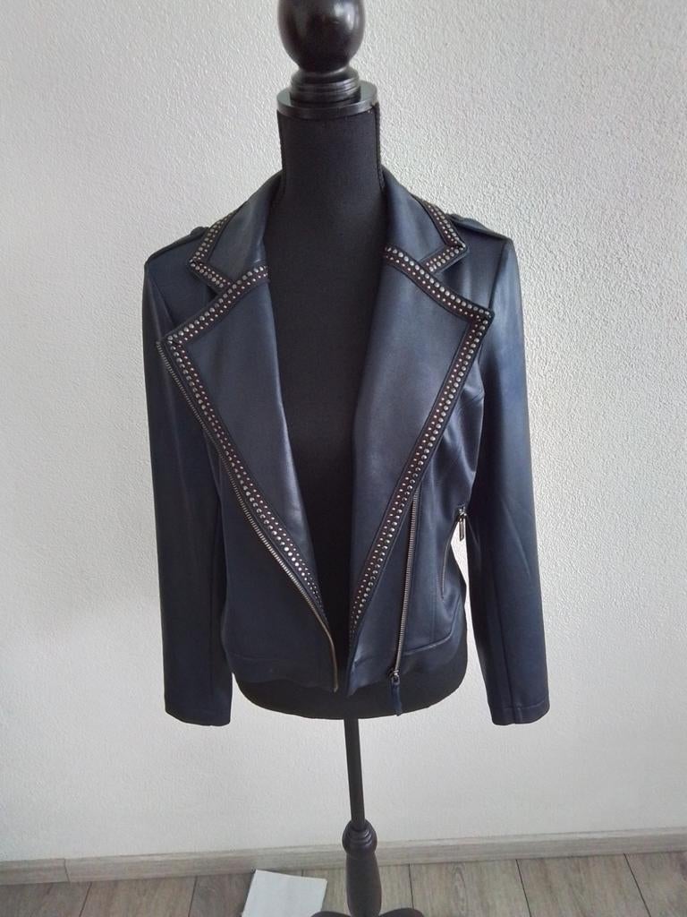 PRACHTIG *EVA KAYAN* DONKER BLAUW CHIC (BIKER)JASJE NIEUW!!, Maat 38/40 (M), Blauw, Nieuw, Ophalen of Verzenden