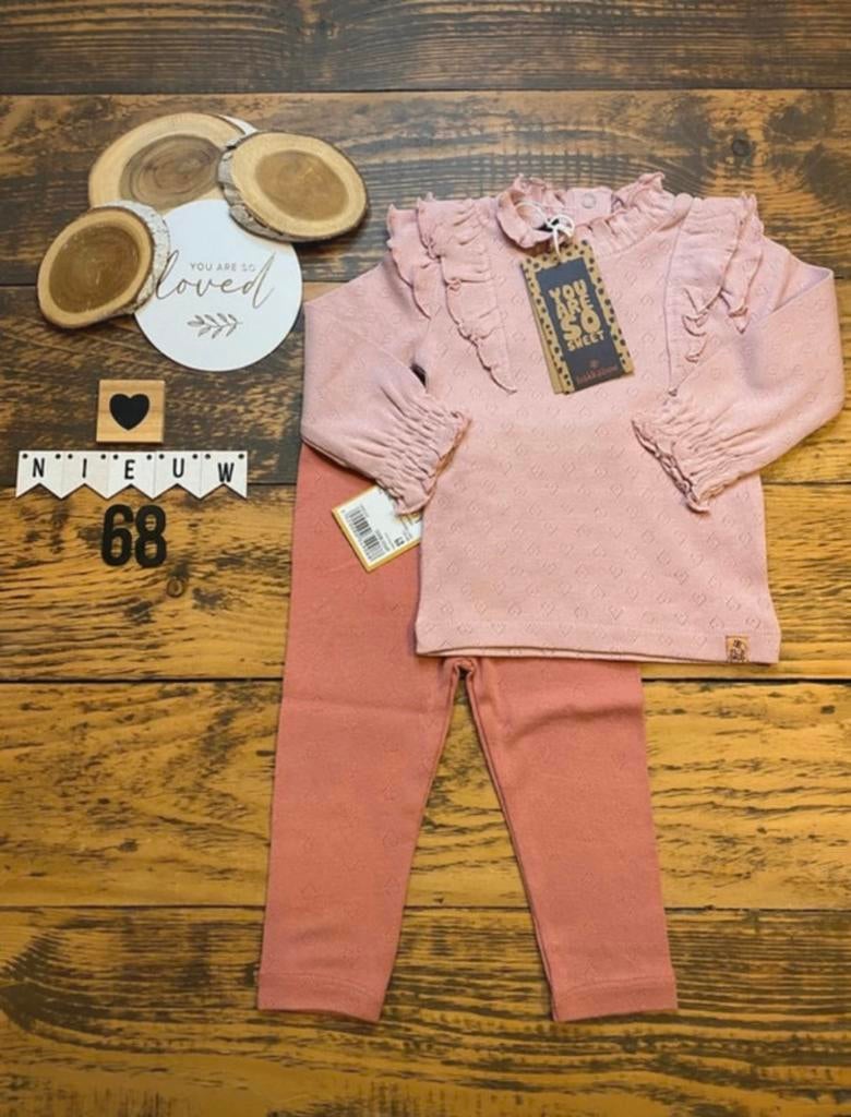 Baby girl setje hartjes motief shirtje broekje roze maat 68, Kinderen en Baby's, Babykleding | Maat 68, Ophalen of Verzenden, Nieuw