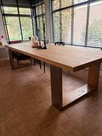 Moderne eiken eettafel 300x100 cm met RVS poten, 100 tot 150 cm, Eikenhout, 200 cm of meer, Ophalen of Verzenden