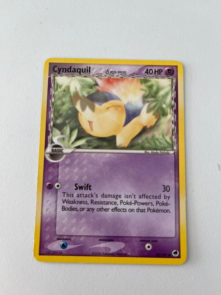 Cyndaquil Pokemon Kaart 45/101m Dragon Frontiers, Ophalen of Verzenden, Zo goed als nieuw, Losse kaart