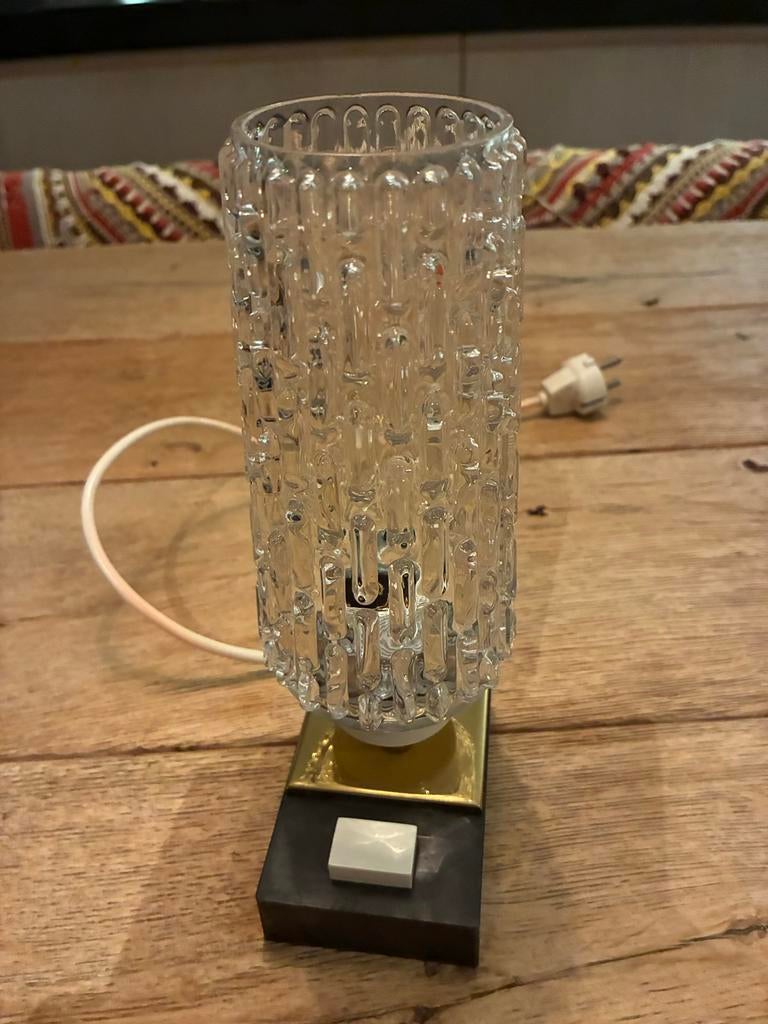 Vintage Steinebach Ice Glass Tafellamp, Ophalen of Verzenden