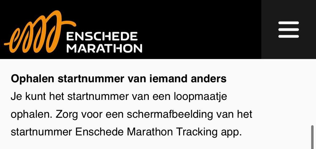 Startbewijs Halve Marathon Enschede 12 april 2026, Eén persoon
