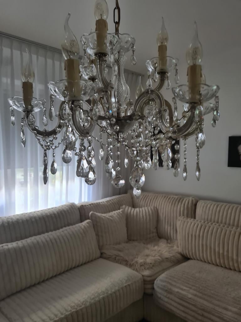 Kristallen kroonluchter, Huis en Inrichting, Lampen | Kroonluchters, Ophalen of Verzenden, Zo goed als nieuw