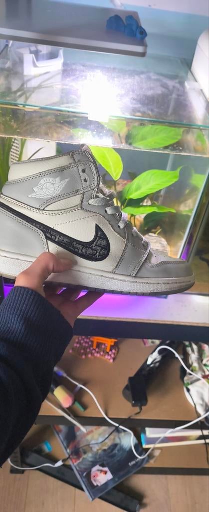 Gedragen Nike Air Jordan 1 Mid met Dior-patroon, Ophalen of Verzenden, Gedragen