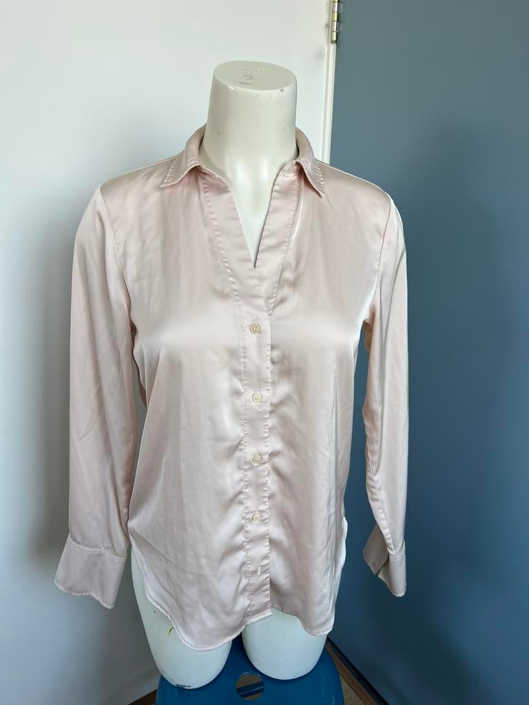 H&m beige satijnen blouse xs, Beige, Ophalen of Verzenden, Zo goed als nieuw, X