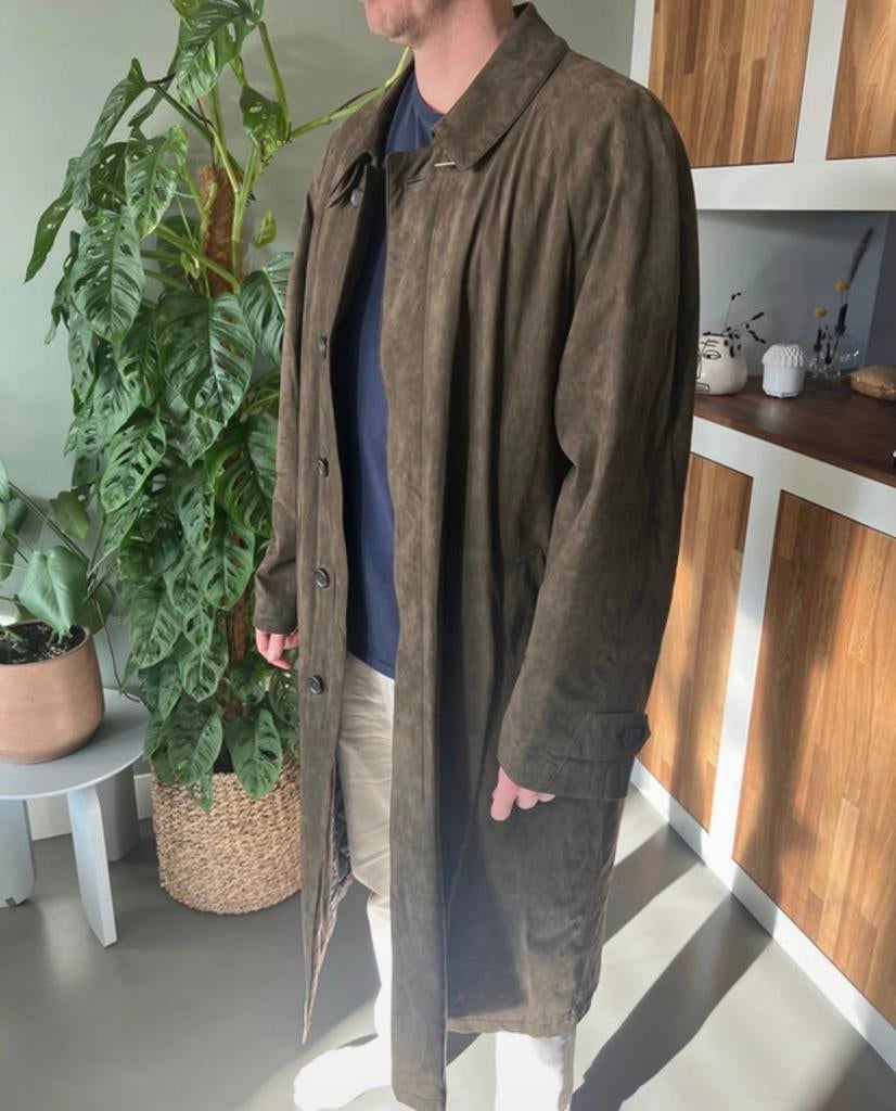 Vintage Pierre Cardin lange jas large, Ophalen of Verzenden, Zo goed als nieuw, Maat 52/54 (L), Groen