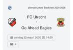 1 ticket FC Utrecht - Go Ahead Eagles, Losse kaart, Eén persoon, Maart
