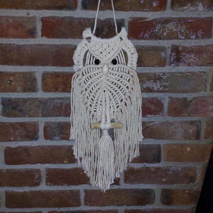Handgemaakte Macramé Uil Wandhanger - Boho Decoratie, Huis en Inrichting, Woonaccessoires | Wanddecoraties, Nieuw, Ophalen of Verzenden