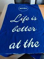 Strandlaken met opdruk., Ophalen of Verzenden, Nieuw, Blauw, Handdoek