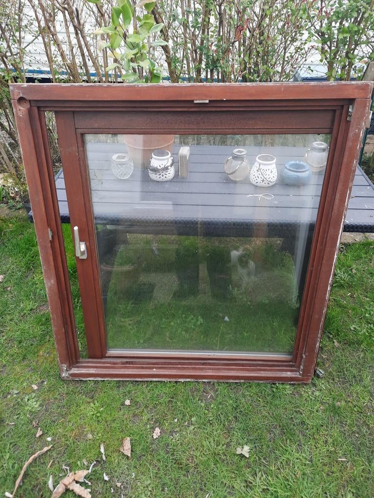 draai/kiepraam hardhout, Doe-het-zelf en Verbouw, Glas en Ramen, Ophalen, Gevelraam of Ruit, Gebruikt, 80 tot 120 cm