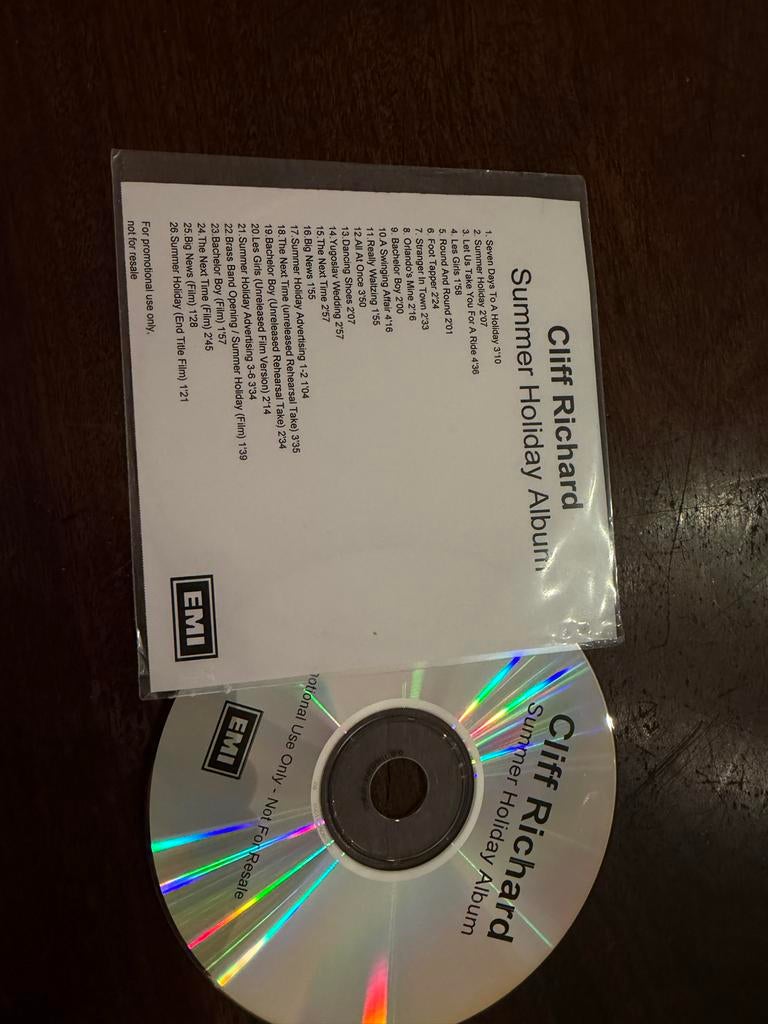 Cliff Richard - Summer Holiday Album Promo CD (EMI)