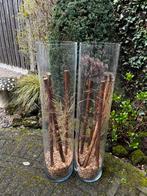 Set van 2 zeer grote glazen vloervazen / decoratieve potten, Ophalen, Zo goed als nieuw