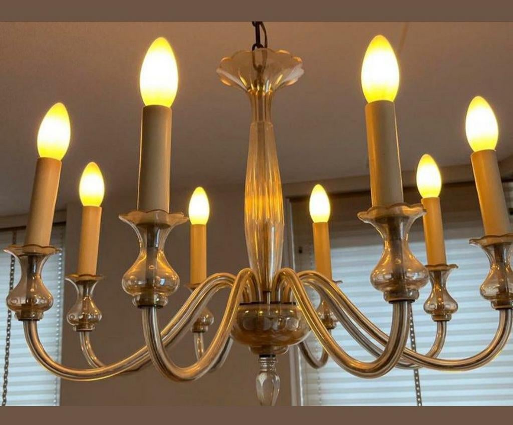 Kristallen (Boheems) kroonluchter - jaren '50/'60, Huis en Inrichting, Lampen | Kroonluchters, Ophalen, Gebruikt, Overige materialen