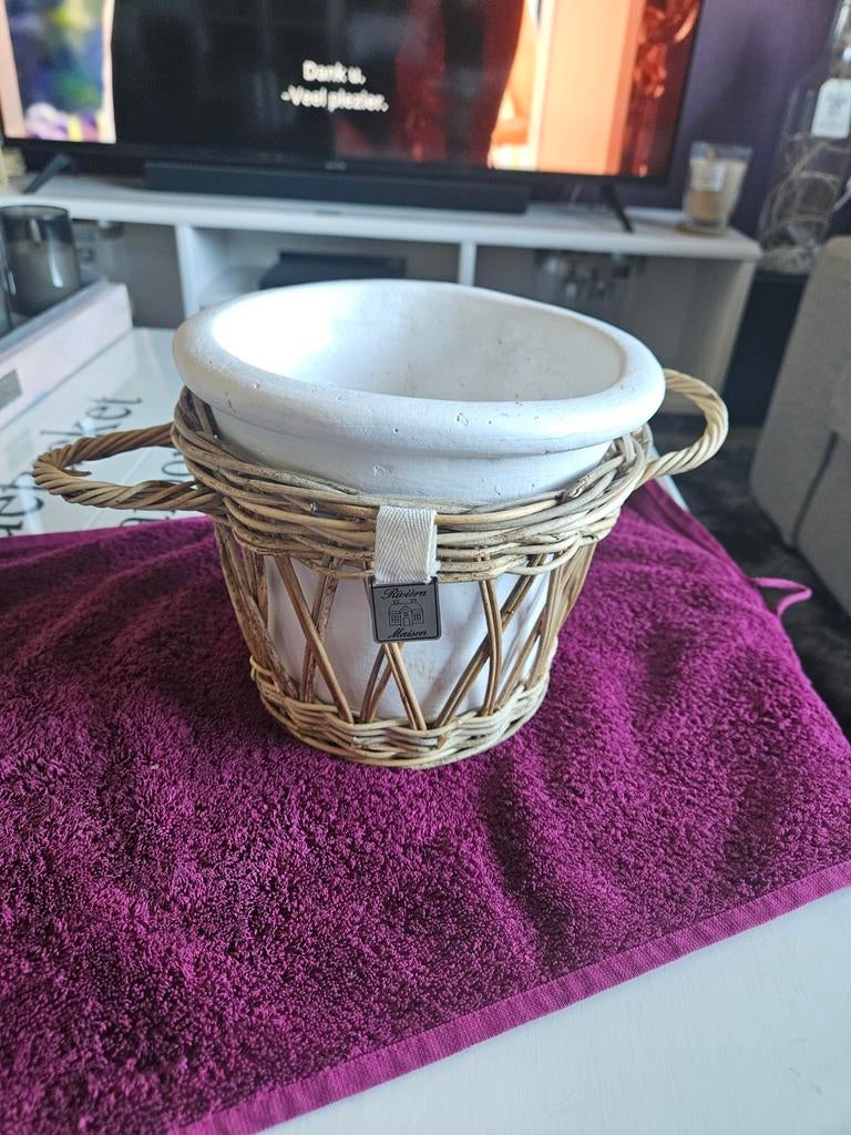 Riviera Maison Rustic Rattan Bloempot, Ophalen, Overige materialen, Rond, Zo goed als nieuw