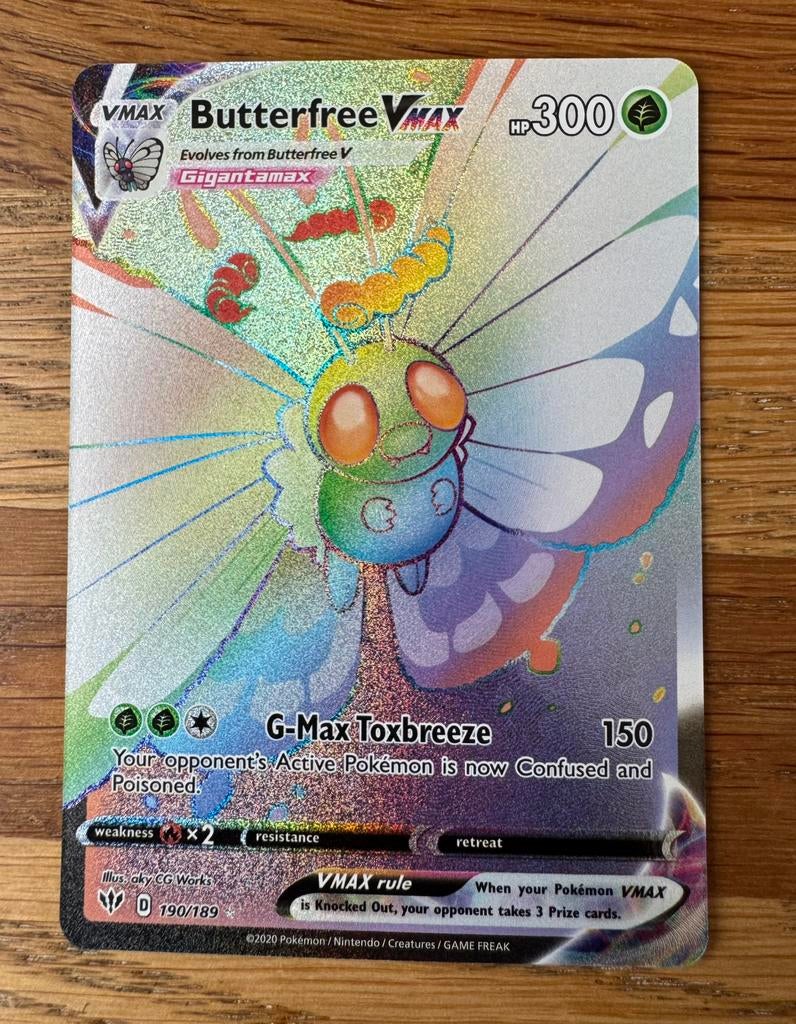 Pokemon Kaart Butterfree VMAX 190/189 Darkness Ablaze, Ophalen of Verzenden, Nieuw, Losse kaart, Foil