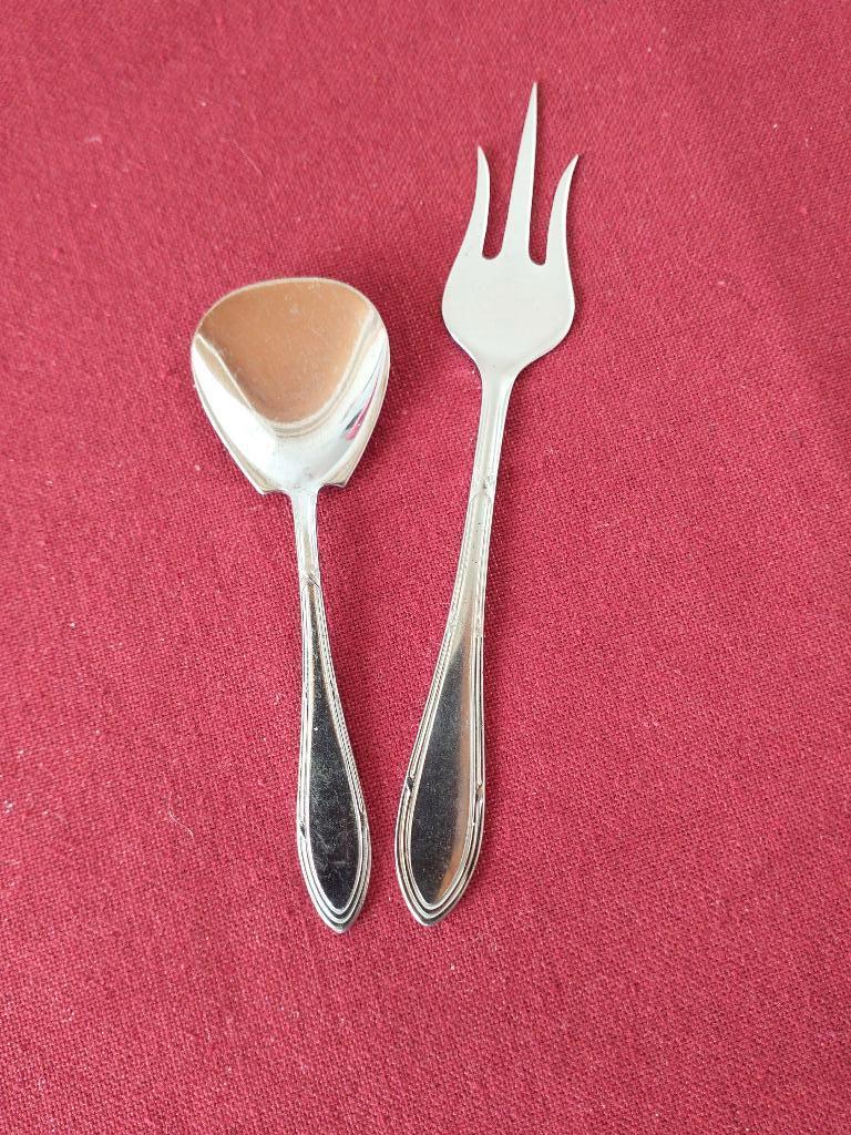 Gero zuurvorkje en suikerschep strikband ca.1941, Antiek en Kunst, Ophalen of Verzenden