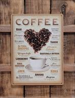 Coffee bonen hart koffie reclamebord van metaal wandbord, Info@deconoord.nl, Deco Noord, Nieuw, Ophalen of Verzenden