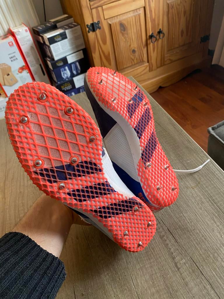 Adizero hoogspring spikes maat 44, Sport en Fitness, Loopsport en Atletiek, Gebruikt, Overige sporten, Spikes, Ophalen