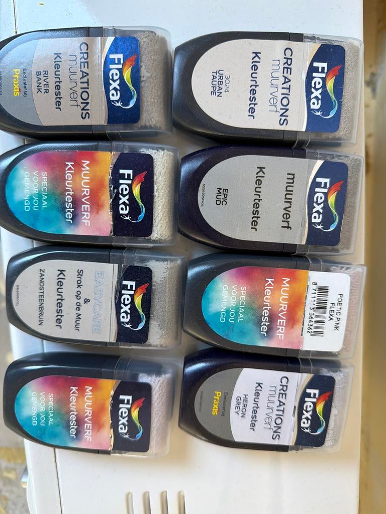 Flexa Kleurtesters Muurverf - Diverse Kleuren, Gebruikt, Overige kleuren, Ophalen of Verzenden, Verf