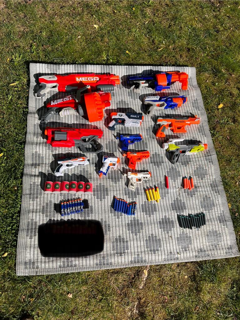 NERF bundel / pakket met daarin:  MEGA Doublebreach, Ophalen of Verzenden, Gebruikt