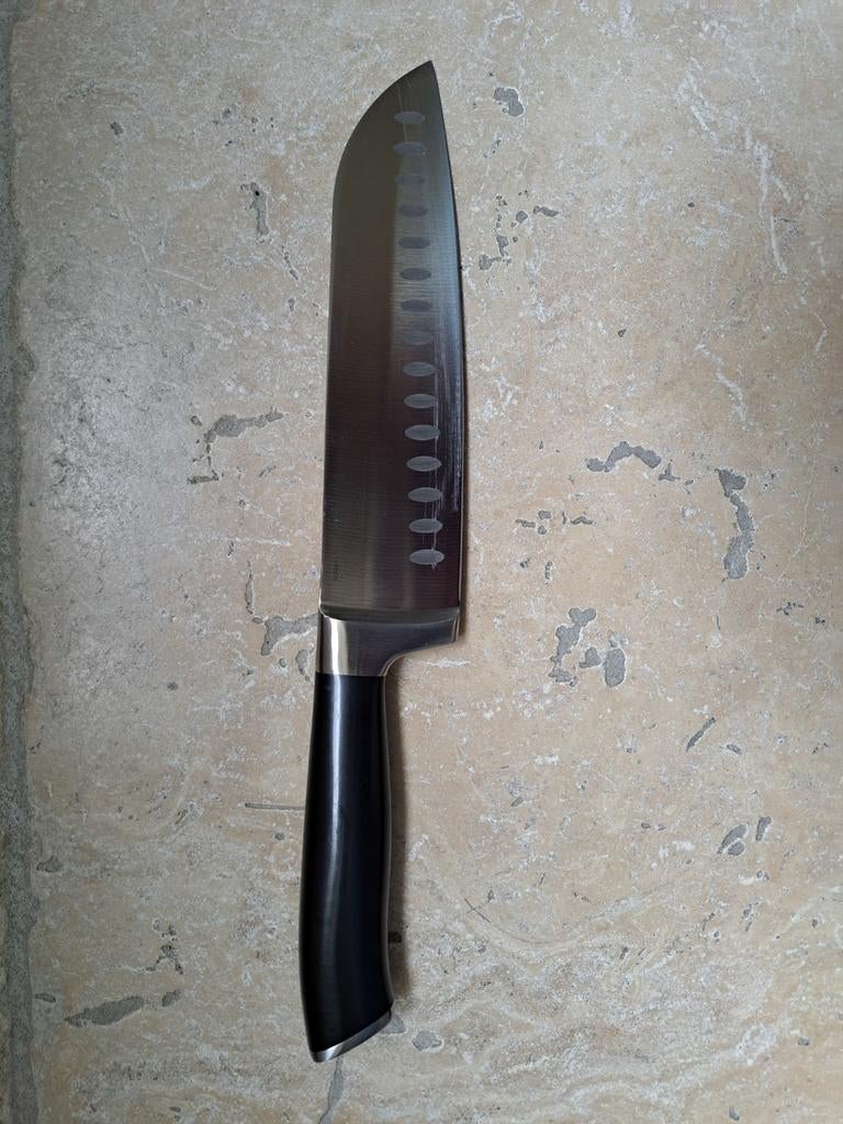 Boretti Santoku mes 18 cm. , Ophalen of Verzenden, Gebruikt, Rvs of Chroom