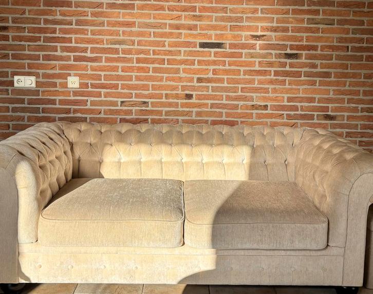 Chesterfield 2/3 persoons bankstel luxe, Huis en Inrichting, Banken | Bankstellen, Zo goed als nieuw, Rechte bank, Driepersoons
