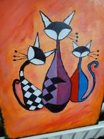 Schilderij met drie katten, Ophalen of Verzenden