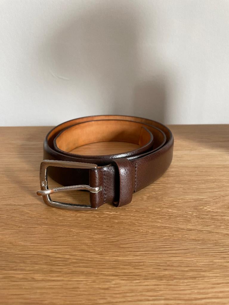 Klassieke Bruine Leren Riem/Brown Leather Belt - ca. 96cm, Kleding | Heren, Riemen en Ceinturen, Ophalen, 95 tot 105 cm, Bruin