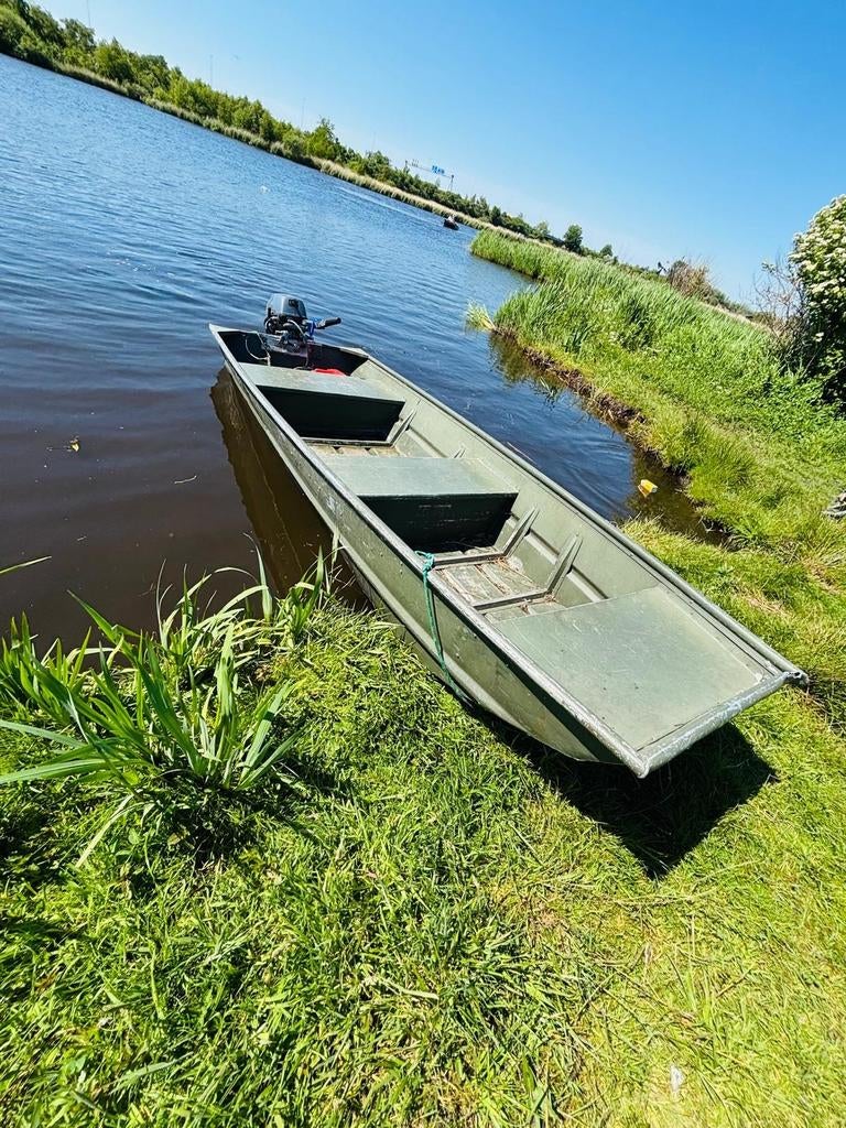 Alumacraft aluminium boot met Yamaha 6Pk buitenboordmotor, Watersport en Boten, Vis- en Consoleboten, Gebruikt, Tot 10 pk, 3 tot 6 meter