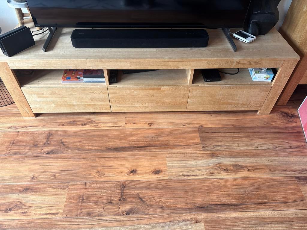 Massief eikenhouten tv meubel, Huis en Inrichting, Ophalen, Gebruikt, 150 tot 200 cm, Eikenhout