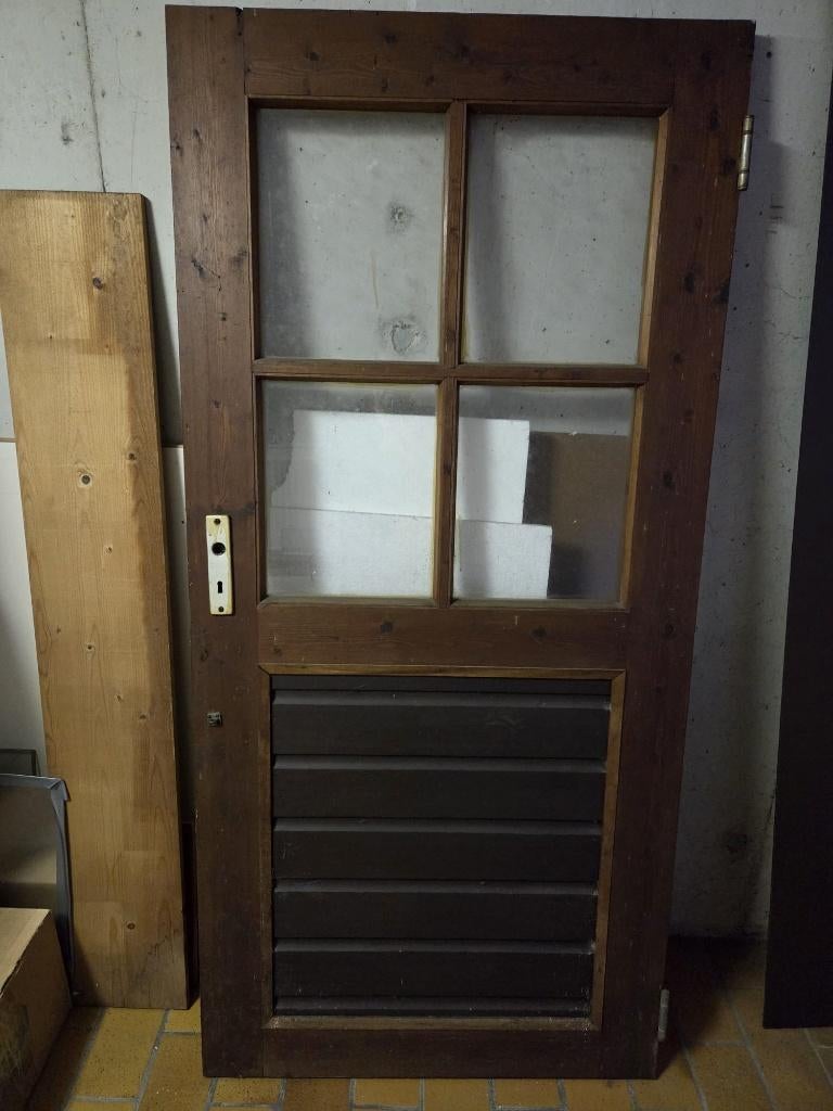 Houten deur, Doe-het-zelf en Verbouw, Deuren en Horren, Ophalen, 80 tot 100 cm, Minder dan 200 cm, Glas